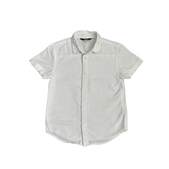 PRIMARK Kids White Short Sleeve Button Down Collar Shirt Size 4-5 Years Cotton C - Picture 1 of 4